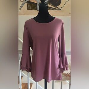 Elegant Mauve Bell Sleeve Top